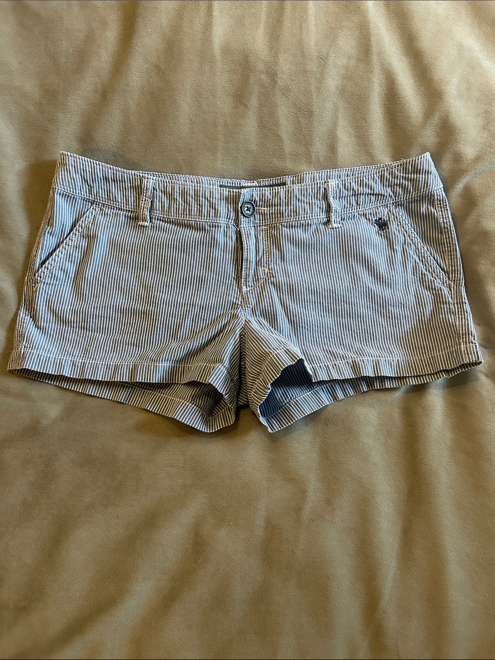 Abercrombie & Fitch Blue and White Pinstripe Cotton Shorts